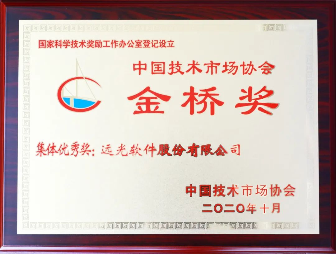 远光软件荣获第十届中国技术市场协会金桥奖集体优秀奖